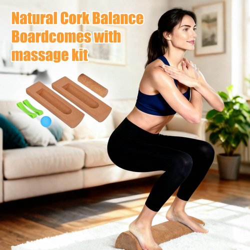 Balance Board, Balance Trainer, Premium Cork Balancing Board & Foot Strengthener for Enhanced Foot Function, Balance Stability, Improve Mobility & Prevent Falls (1 Set)