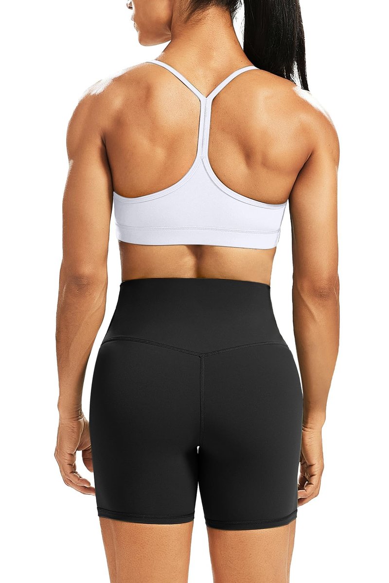 WodoWei Butterluxe Workout Sets for Women 2 Piece Gym Yoga Y-Back Sports Bra High Waist Biker Short Outfits(W316-White-S)