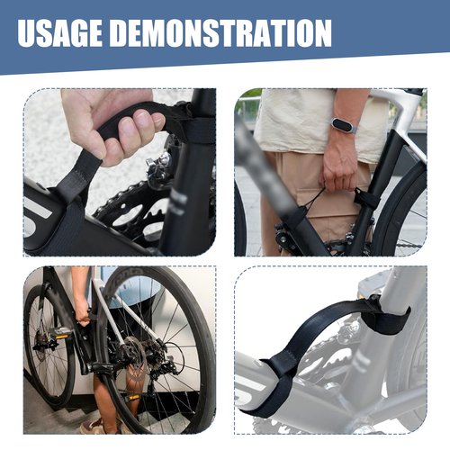 MOXRUQ Bicycle Carrying Strap, Portable Nylon Lifting Strap for Bikes, Bicycle Frame Handle Carrying Lifter, Universal Climbing Stairs Assist for Mountain Bike Road Bike (Black)