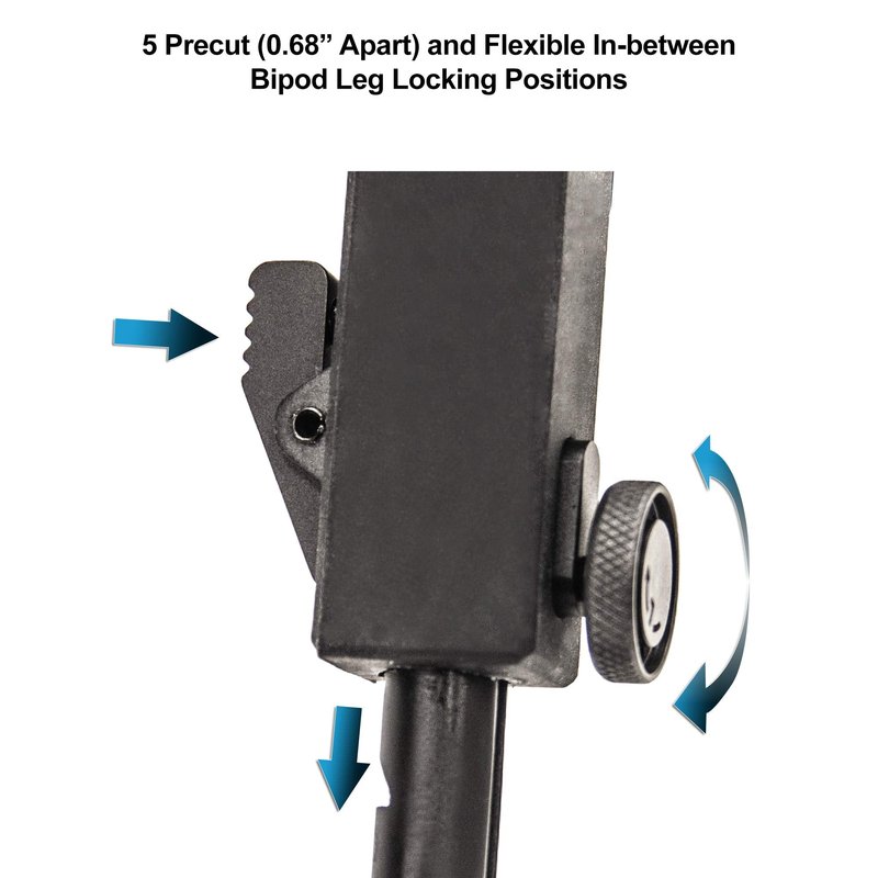 UTG Rubber Armored Full Metal QD Bipod, Height 6.0"- 8.5", Black