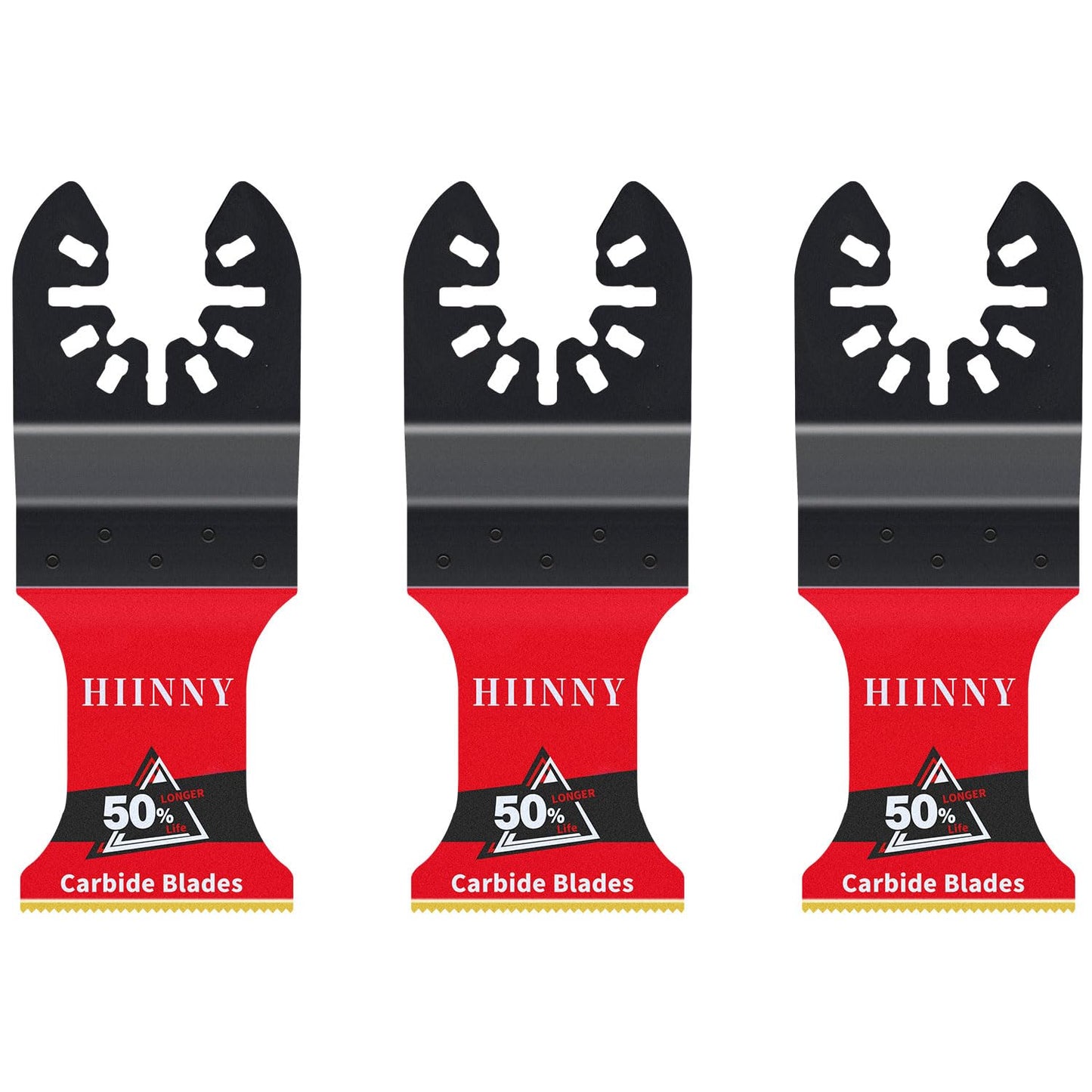 Hiinny 3PCS Carbide Oscillating Tool Blades,Heary Duty for Hard Material,Professional Universal Oscillating Saw Blades,Quick Release for Hard Metal, Nails, Bolts and Screws