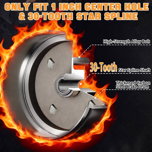 MOSNAI 1 Inch Large Hole 30 Teeth Spline Golf Cart Hub & Brake Drum, Fits EZGO Gas and Electric Golf Carts, Compatible with OEM 21807-G1 41843-94, 2 Pack