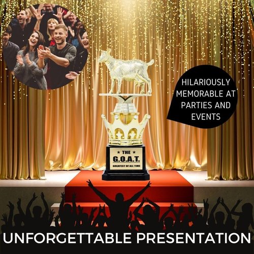 Alpha Awards Goat Trophy - G.O.A.T. Funny Trophy with Custom Plate Option | Perfect Gift for Boss or Friend