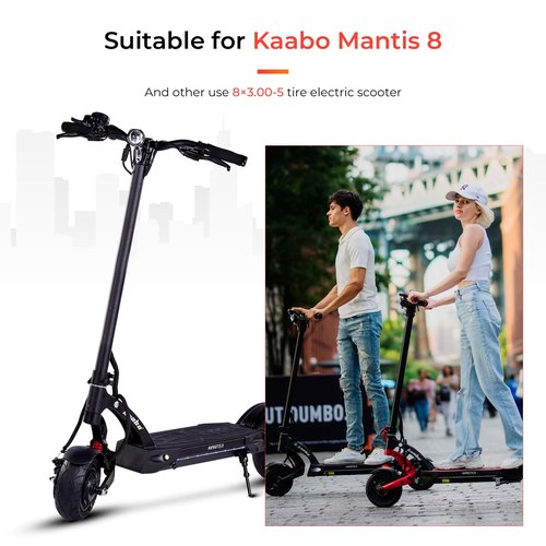 LUCK4U 8x3.00-5 Off Road Tire with Inner Tube 8 Inch Tubeless Tire for Kaabo Mantis 8 Electric Scooter Accessories Rear Front Tire Anti-skid Shockproof (2 Set), black