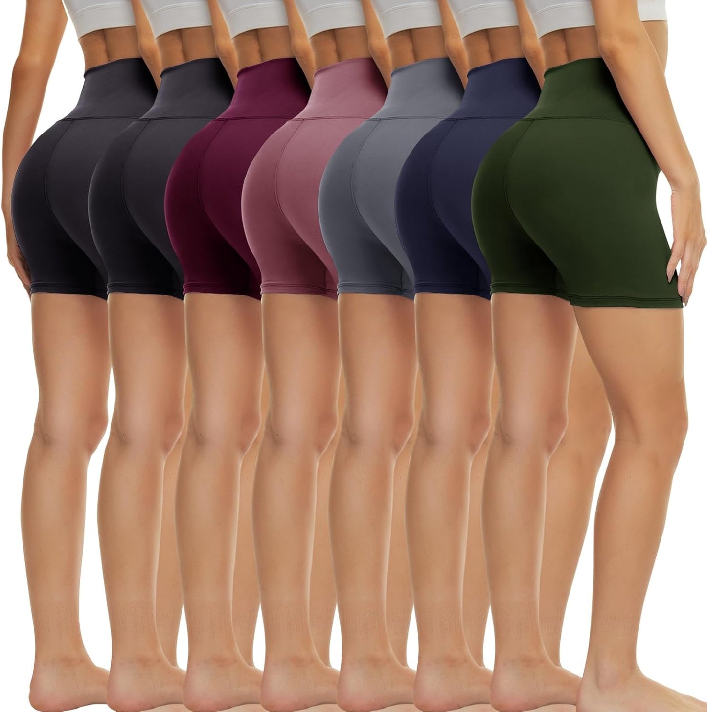 TNNZEET Biker Shorts for Women - High Waisted Tummy Control Spandex | 5''/8''/3'' Sizes for Yoga & Gym