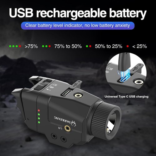 DARKFANG Tactical Weapon Light - 1000 Lumen Laser Combo with High/Low Rear Switch for Glock & Picatinny Rail