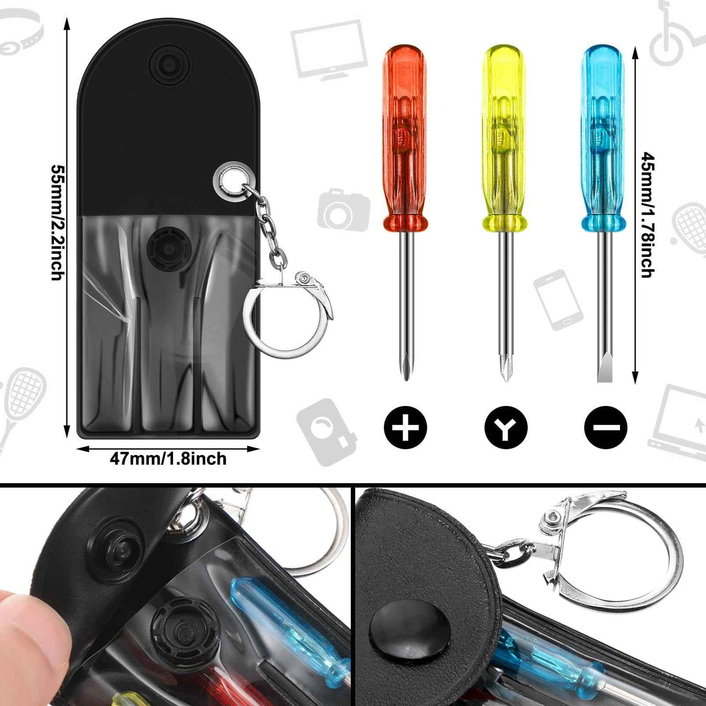 Saysurey 24 Pcs Mini Tape Screwdriver Keychain Set Christmas Men Gifts Bulk Adult Party Favors Multitool Pen Card Tool Measuring Keychains Stocking Christmas Stuffers for Men Dad (Multicolor)