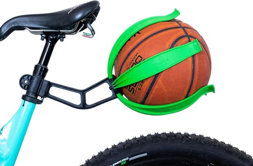 KIK BALL, Bicycle Ball Holder, Safety Device for Children and Teenagers, Easy-to-Apply Holder, Suitable for Footballs, Volleyballs, Basketballs and Rugby Balls, Green