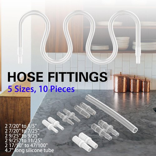 Female Urination Device Connector, Hose Barb Fittings 10Pcs, Connect The Urinal Tightly to the Extension Tube, Reusable Pipeline Connector, 1/5",7/25",7/20",11/25",47/100" (7/20" to 5 Diameters)