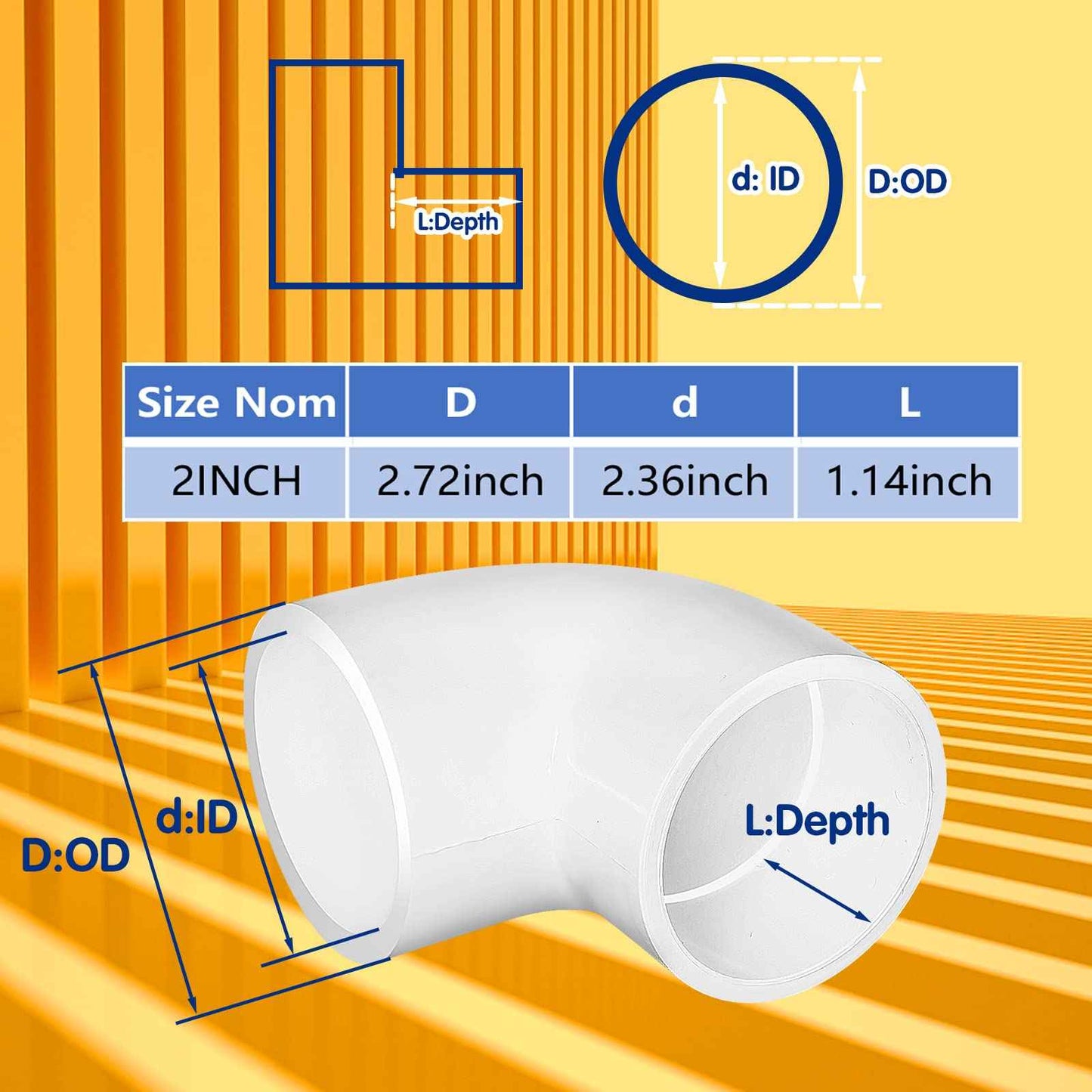 4PCS 2'' PVC 90 Degree Elbow, 2 Way Right Angle PVC Pipe Adapter Fittings, PVC Pipe Corner Connector for Sch40 PVC Pipe DIY Frame