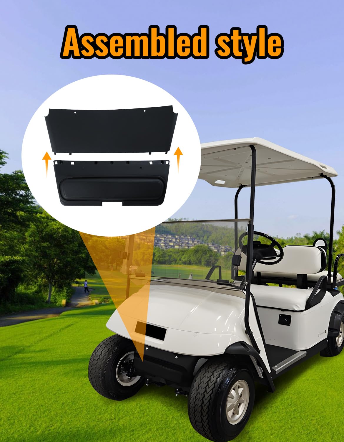 LUXEMOTO Combined Golf Cart Front Shield for EZGO TXT, 2PCS Plastic Shock Shield Cover Bumper Guard for EZGO TXT Golf Cart Accessories, Replaces OEM #27166G01, 27166G02, 27166G04