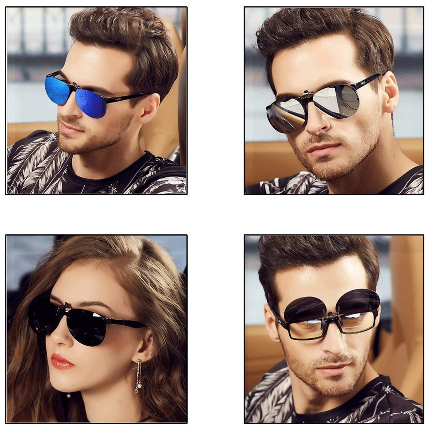 FF FRAZALA Polarized Clip on Sunglasses over Prescription Glasses Anti-Glare UV Protection Driving Fishing (Silver, 0, x)