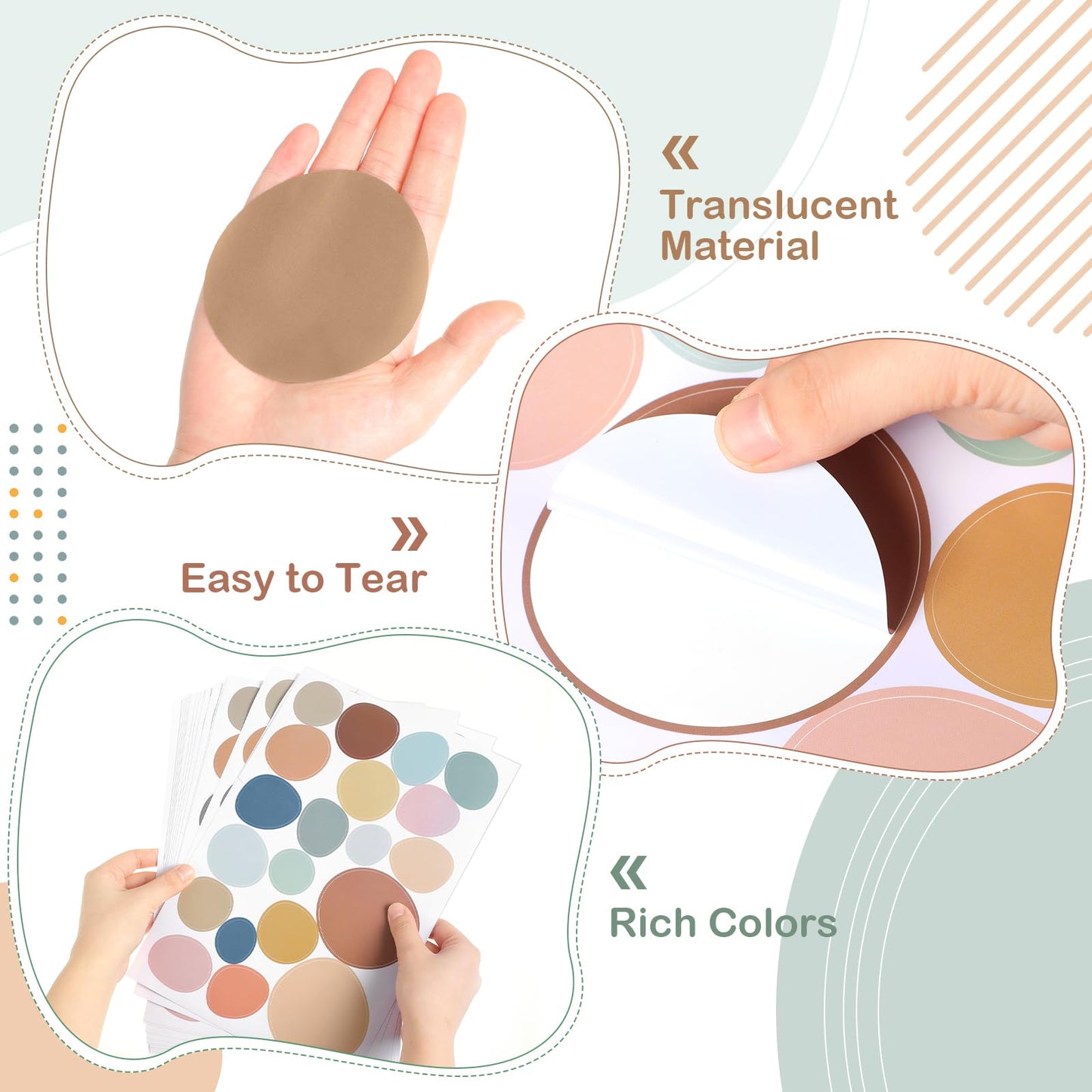 15 Sheet 300 Pcs Irregular Polka Dots Boho Wall Decal Terrazzo Playroom Bedroom Removable Modern Vinyl Boho Wall Stickers(Boho Color)