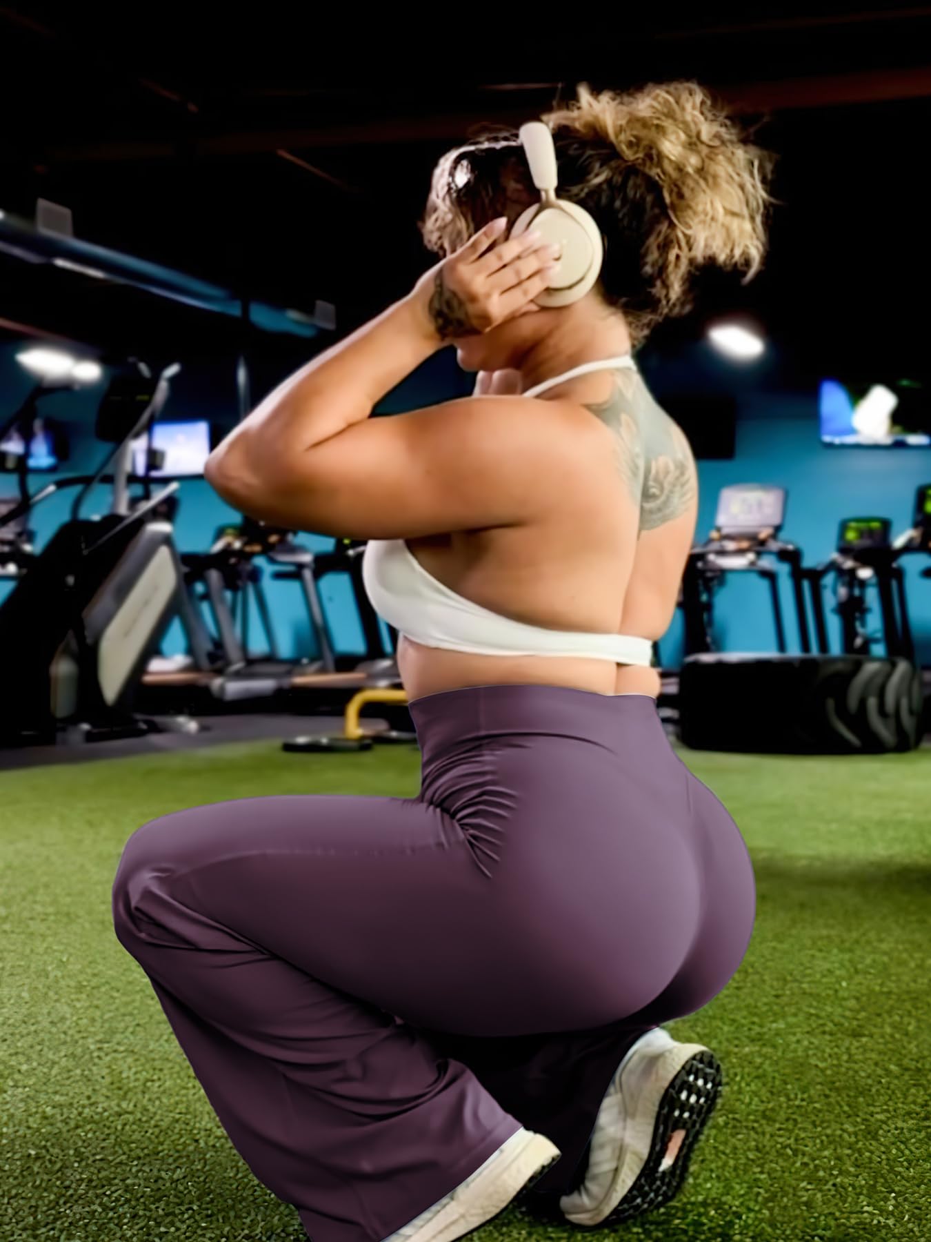 YEOREO Workout Leggings Womens No Front Seam Straight Leggings 31.5" High Waist Buttery Eddiy Gym Yoga Pants Black Berry Purple XS