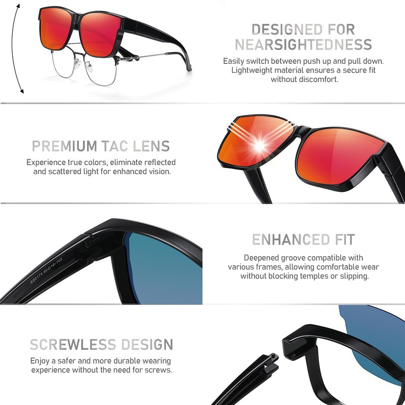 Wzerry Polarized Sunglasses Over Glasses for Women - Fit Over Glasses UV400 Protection Large Shades for Driving & Outdoor