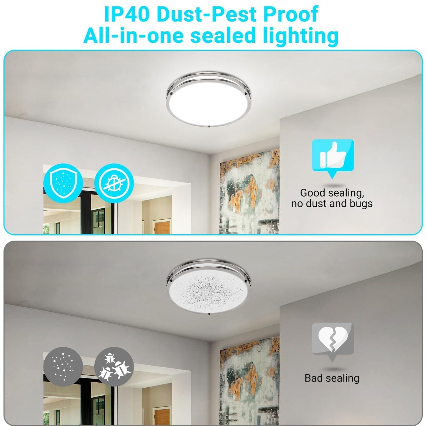 libtit 13-Inch Flush Mount Ceiling Lights, Dimmable 3000K-6500K Adjustable LED Ceiling Light, 24W Round Slim Light Fixture, Brushed Nickel for Kitchen, Bedroom, Bathroom, Hallway-1 Pack