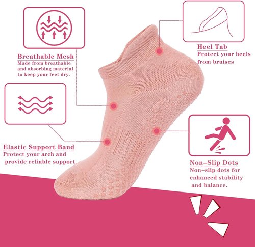 Loudashuaiqi Grip Pilates Socks - Non-Slip Athletic Yoga Socks for Women | Ideal for Barre & Hospital Workouts