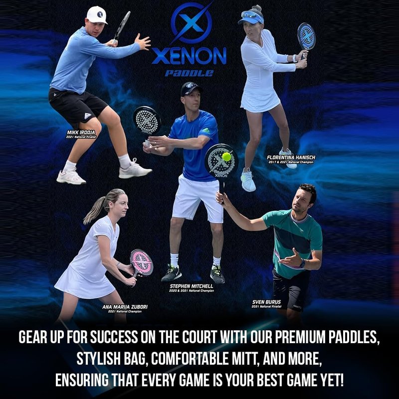 Vector Pro Spin Max Version 2 Platform Tennis Paddle by Xenon Paddle, Oversize Head, Even Balance Point, Medium Firmness Foam Core, Power and Control, 4.25” Grip, Black