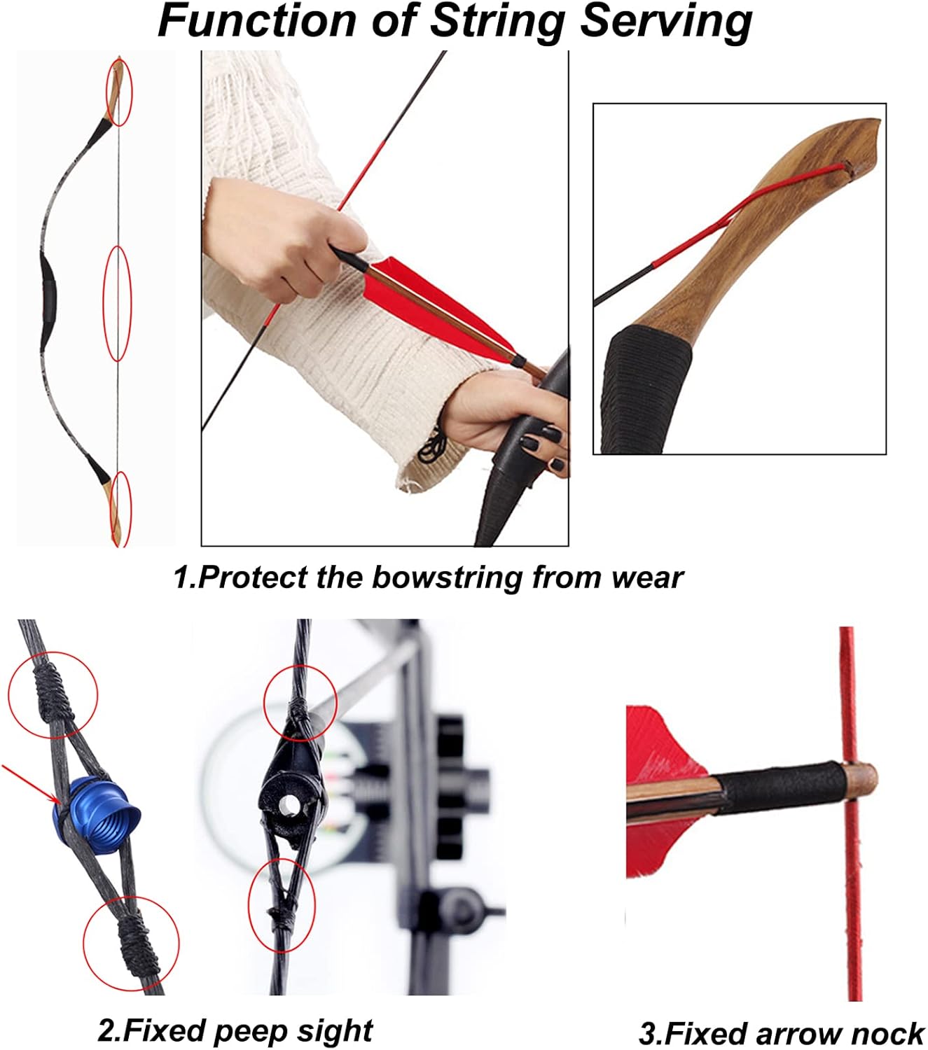 SOPOGER Archery Bowstring Serving Thread Jig - 131 Yards Durable Nylon for Compound & Recurve Bows