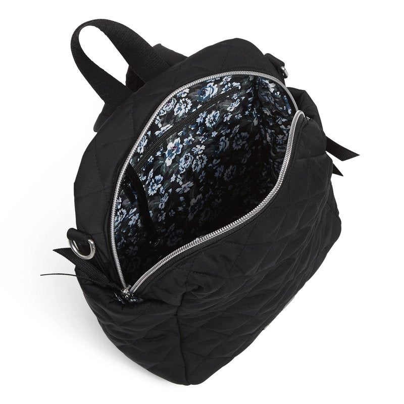 Vera Bradley Women's Performance Twill Convertible Small Backpack, Black, One Size