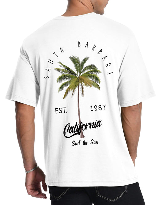 AIYINO Mens Santa Barbara Palm Tree Tee California Surf Casual T-Shirt