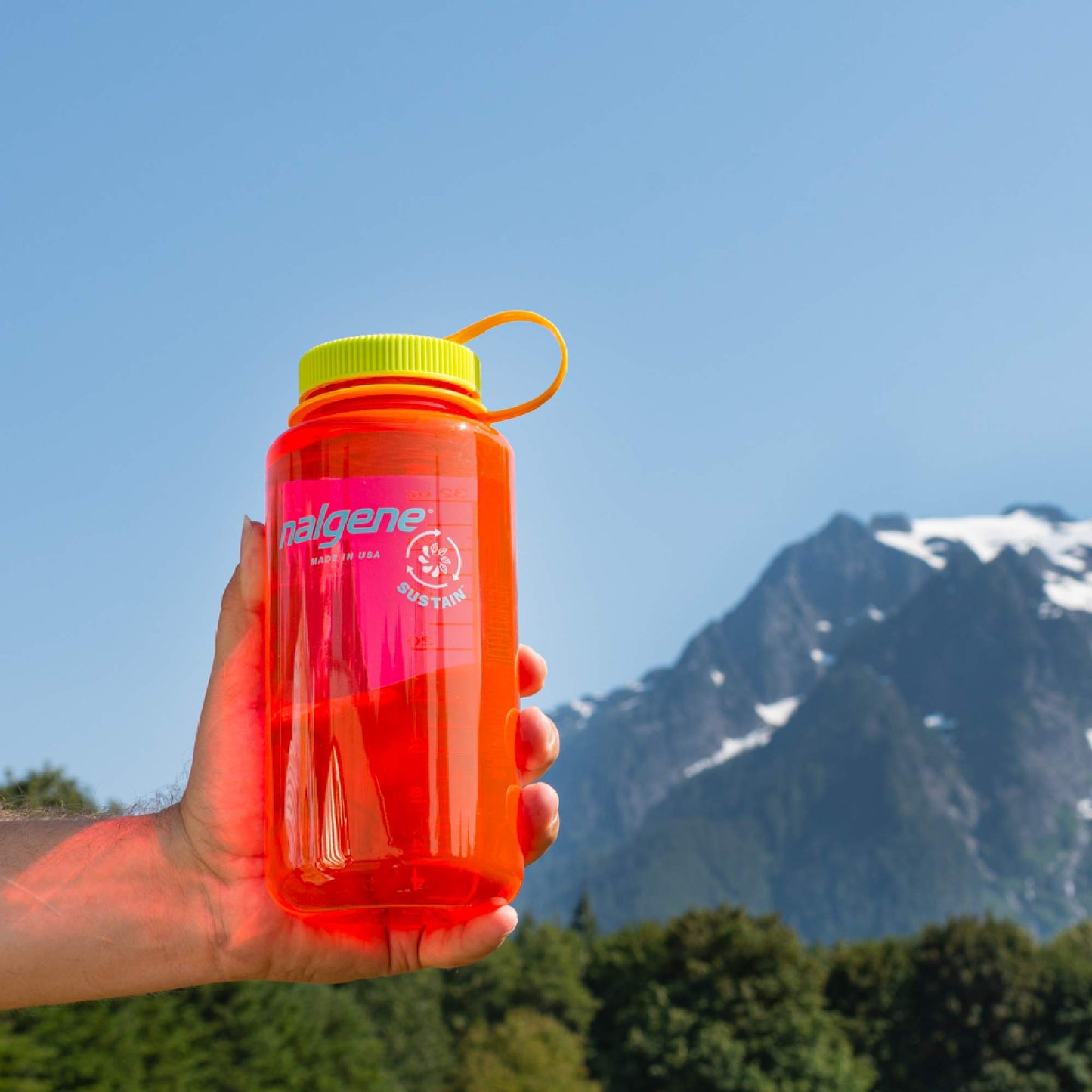 Nalgene Sustain Tritan BPA-Free Water Bottle Made with Material Derived from 50% Plastic Waste, 32 OZ, Wide Mouth, Pomegranate