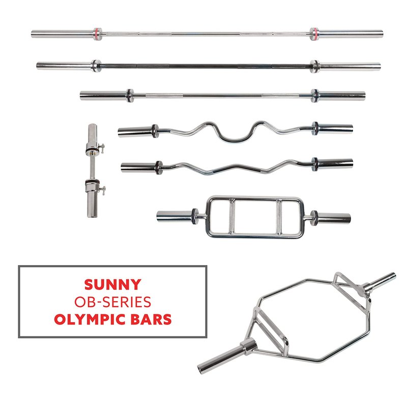 Sunny Health & Fitness OB-20 20" Olympic Single Dumbbell Handlebar with Ring Collars Medium
