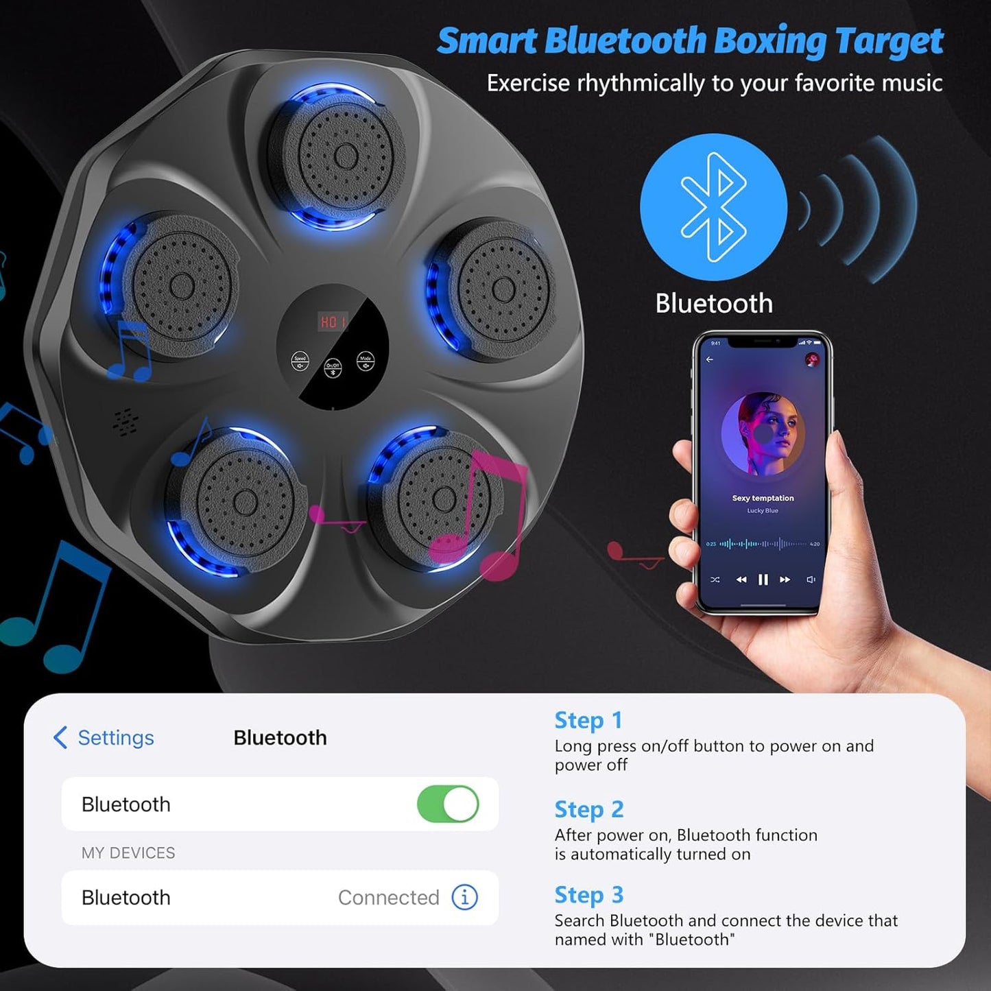 Music Boxing Machine - Interactive Punching Trainer with Gloves | Large Wall-Mounted Target for All Ages