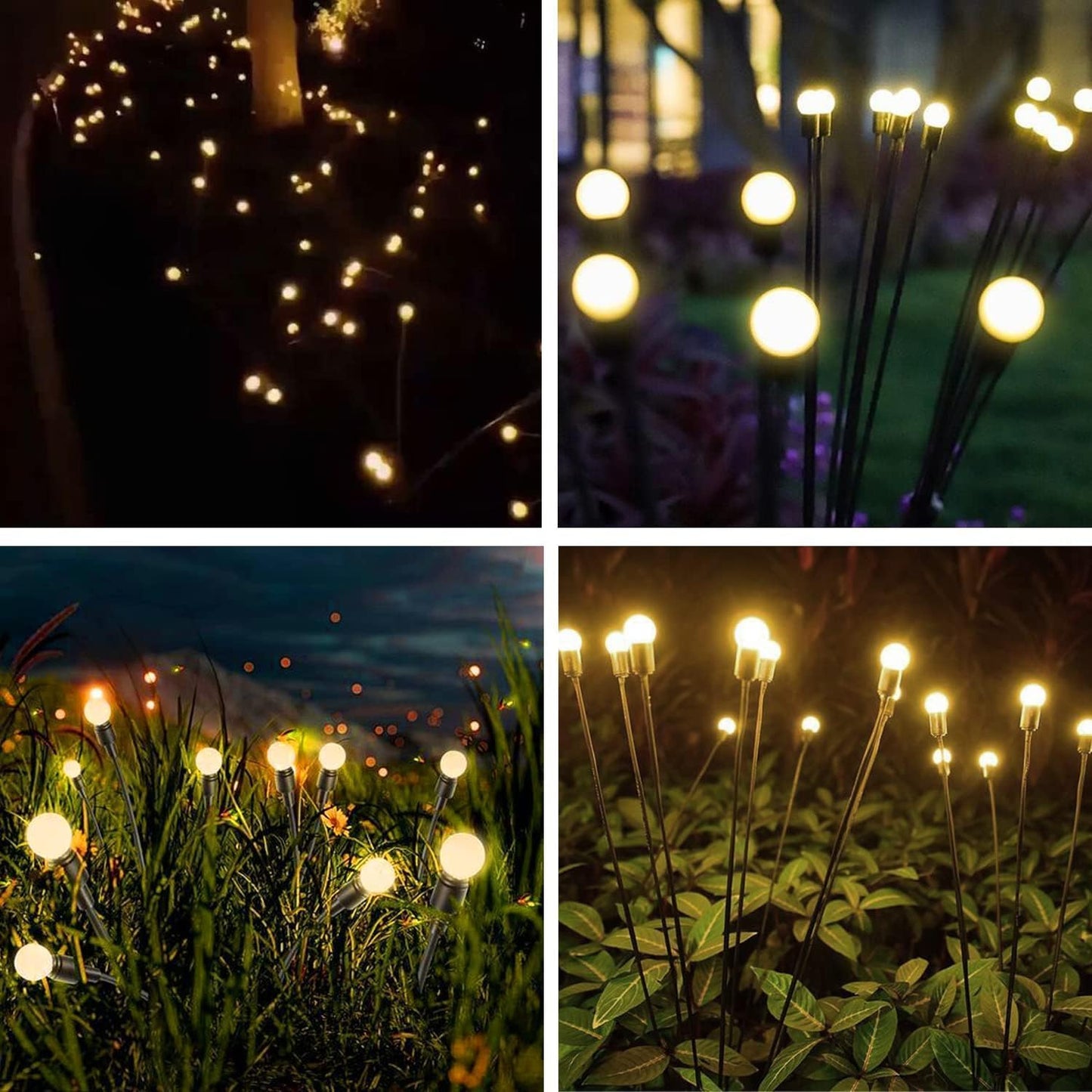 48 LED Solar Halloween Lights - 6 Pack Purple & Orange Waterproof Firefly Lights for Garden & Patio Decor