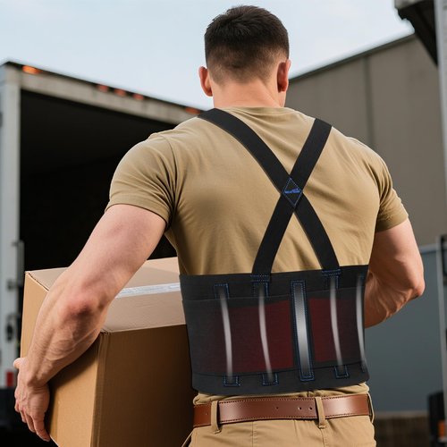 MELOTOUGH Back Brace for Men Lifting,Work Back Brace with Adjustable Shoulder Straps,Lower Lumbar Support for Heavy Lifting,Construction, Warehouse L/XL,Christmas Gifts for Men