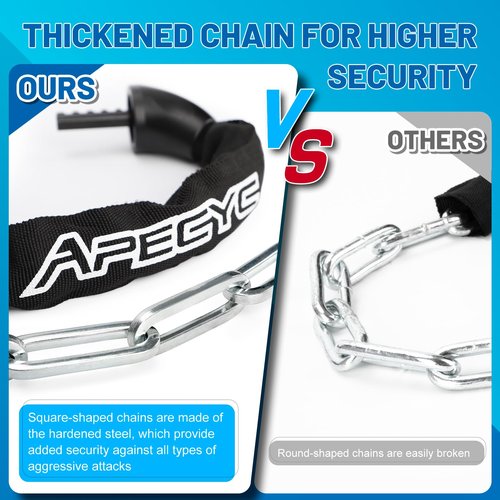 APECYC Bike Chain Lock Heavy Duty, 5 Digit Combination Anti-Theft Bicycle Lock, 3 FT Hardened Steel Square Links Locks for Bike, E-Bike, Motorcycle, Scooter, Gate