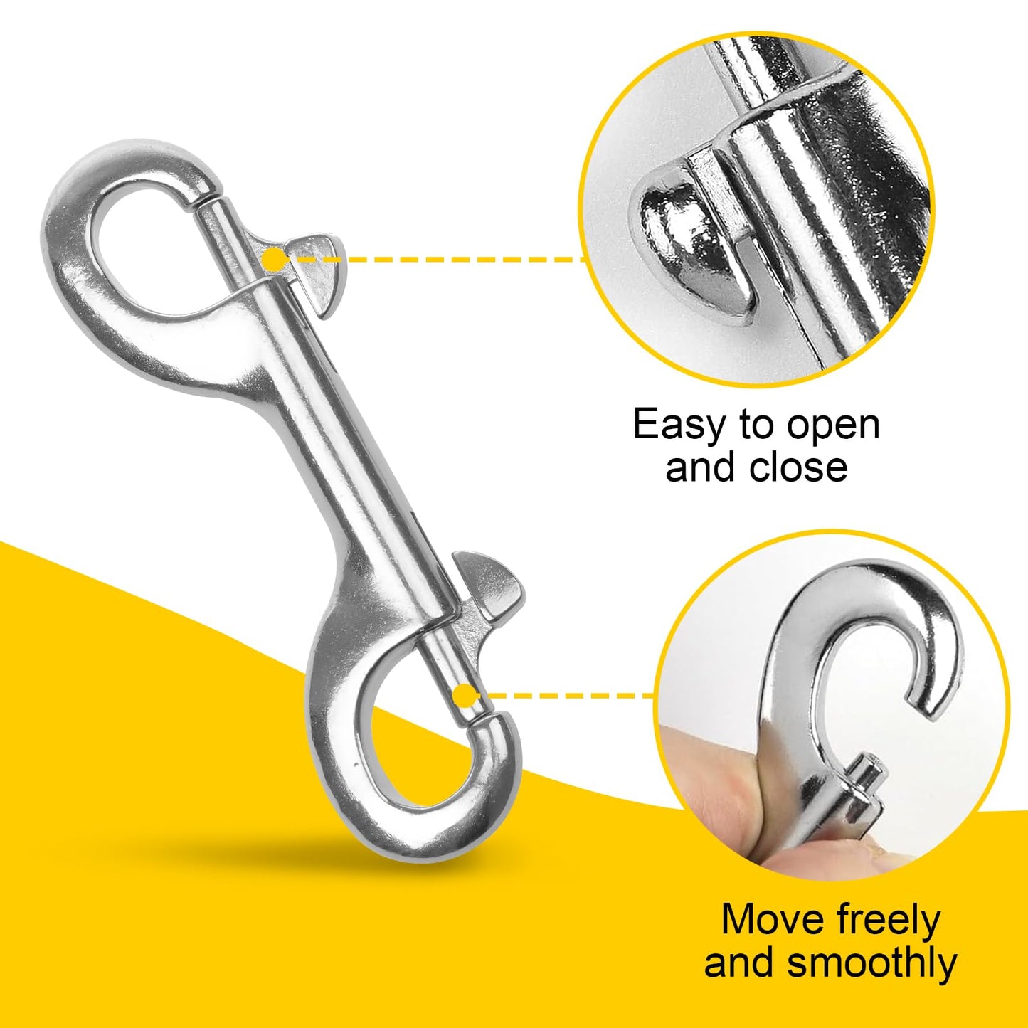 YUEARN Double Ended Bolt Snap Hook, 2-Pack 3-1/2 in 316 Stainless Steel Marine Grade Double End Trigger Snaps Metal Clips for Dog Leash, Key Chain, Horse Tack, Pet Feed Buckets, Diving