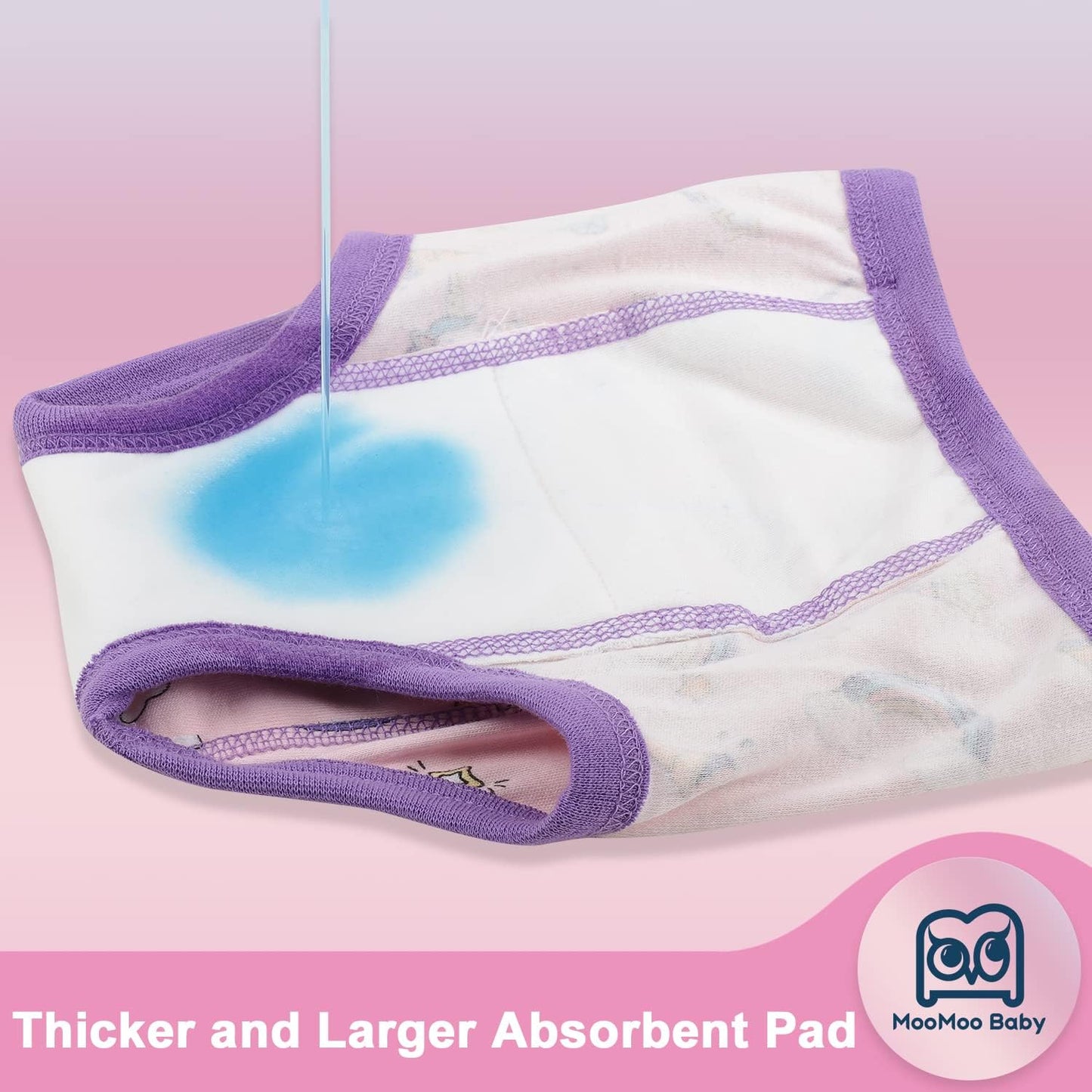 MooMoo Baby Potty Training Underwear - Absorbent Toddler Training Pants for Boys & Girls | 10-Pack, 2T-9T