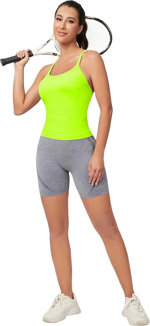 MathCat Workout Tank Tops - Sleeveless Gym Tops with Built-In Bra | Seamless Racerback Yoga Shirts