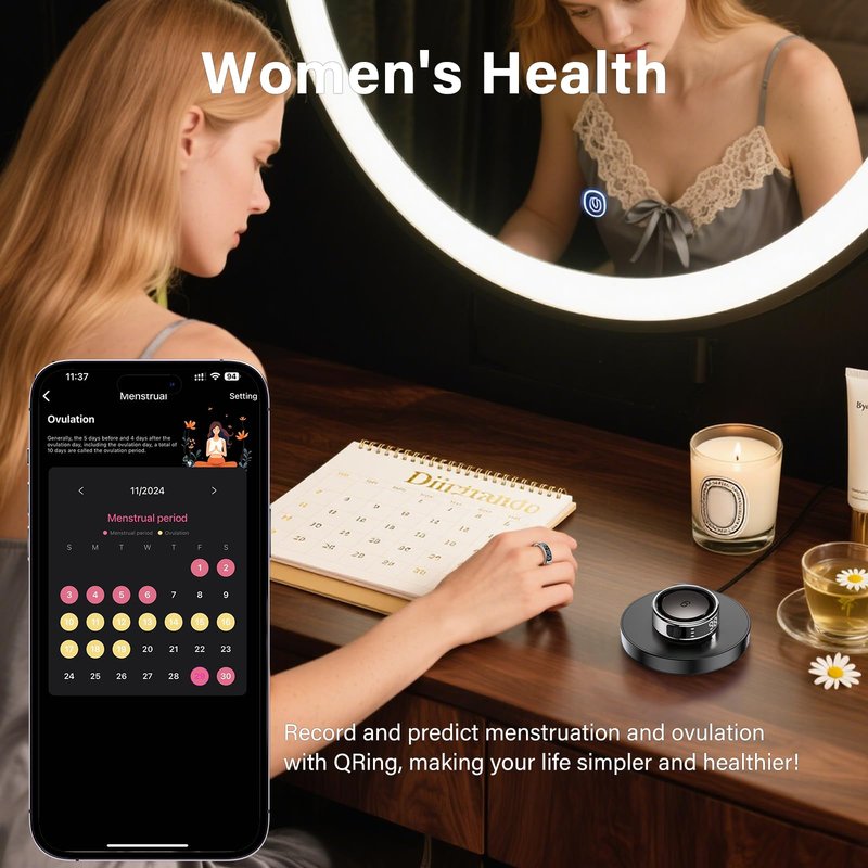 Walpck Smart Ring with LED Display Screen,Sleep&Fitness Tracking Wearable for Women/Men,Accurate Monitoring of Pedometer, Heart Rate,Blood Oxygen (R11, Black, 10)
