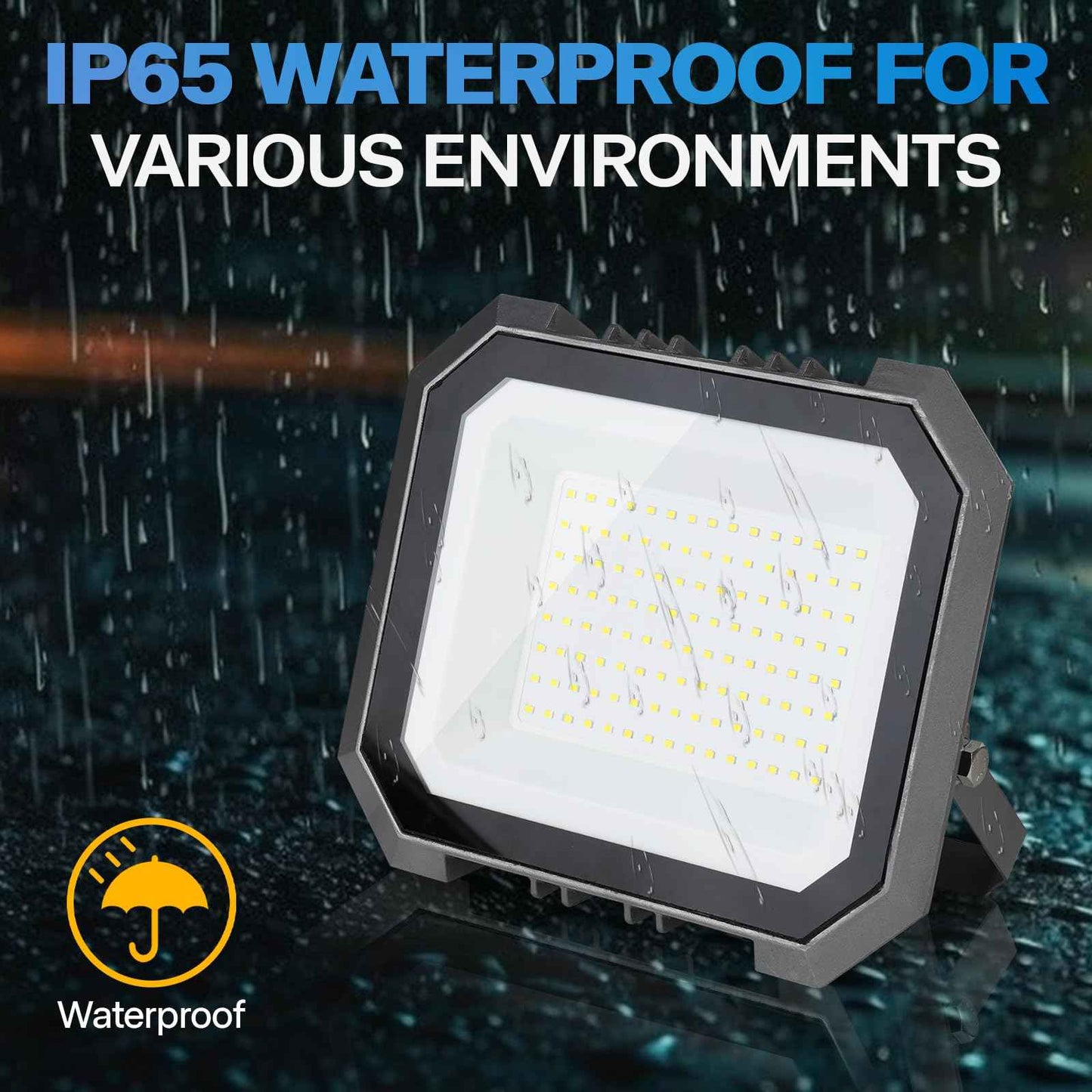 Leddictive 1 Pack LED Flood Lights Outdoor, 300W 30000LM Super Bright Floodlight Outside Work Light with 5.9FT Plug, IP65 Waterproof 6000K Outdoor LED Flood Light for Garage, Yard, Lawn, Garden