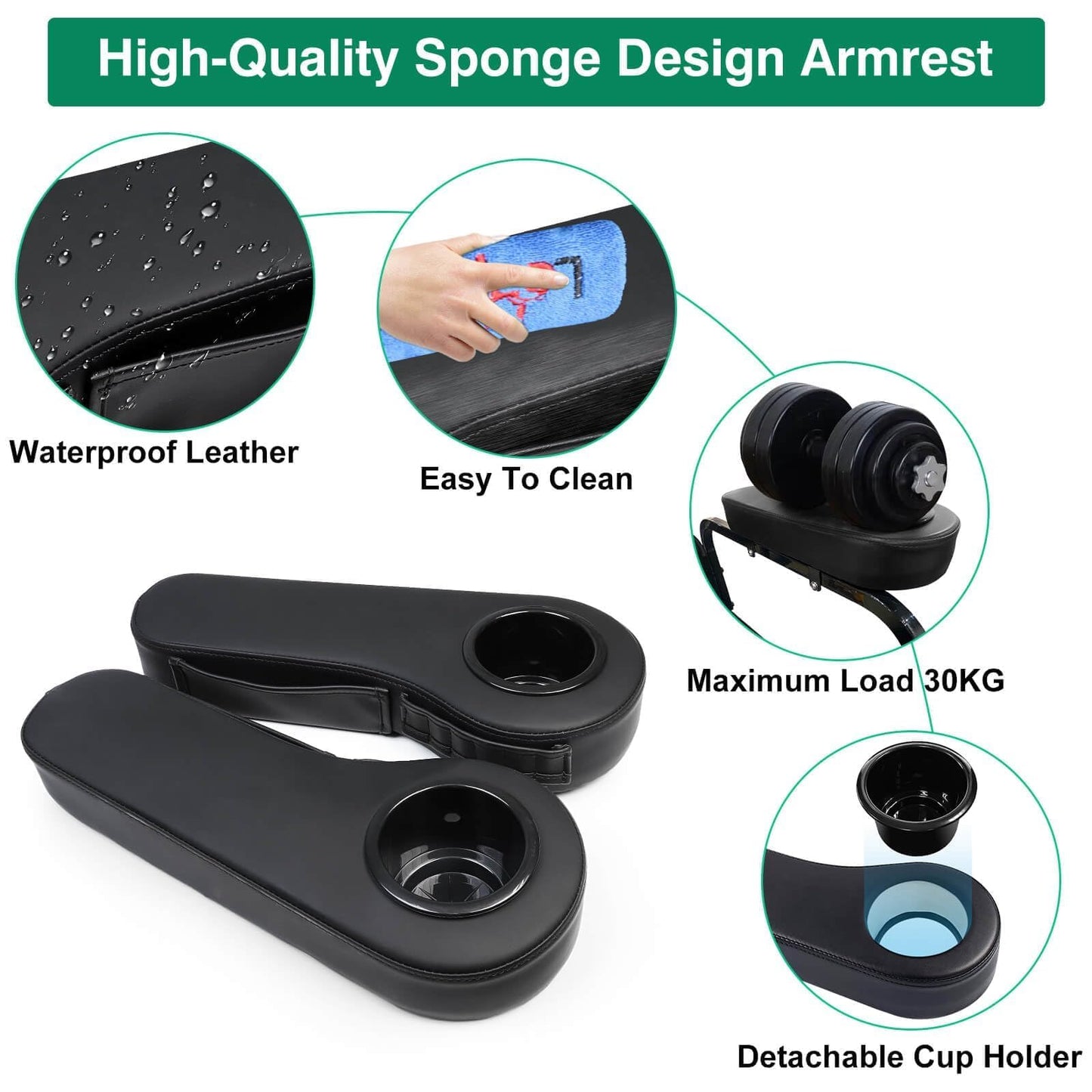 LEAPGOMAX No Drilling Golf Cart Armrest with Cup Holder Phone Bag Golf Tree Holder for Rear Seat, Triangle Support Frame Fits 1" Side Square Tube EZGO Club Car DS Precedent Yamaha Golf Carts Arm Rest