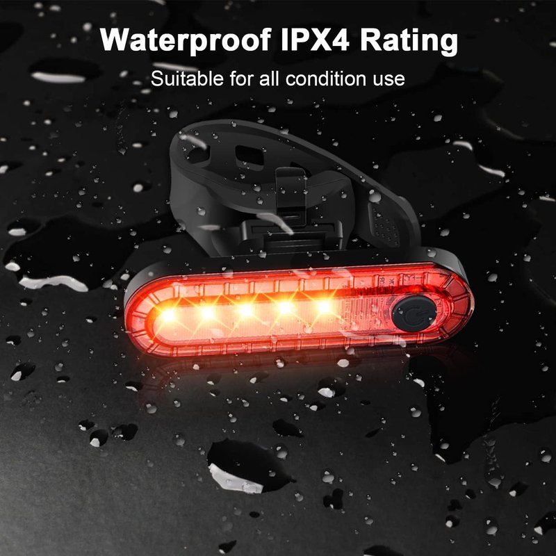 Bike Tail Light 5LED Bike Rear Light Rechargeable Bicycle TailLight Rear Cycling Safety Flashers Blinking 4 Modes (Set A)