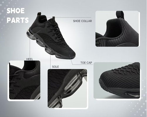 Kapsen Mens Running Shoes Air Cushion Tennis Walking Sneakers Casual Sport Gym Jogging All/Black 9.5