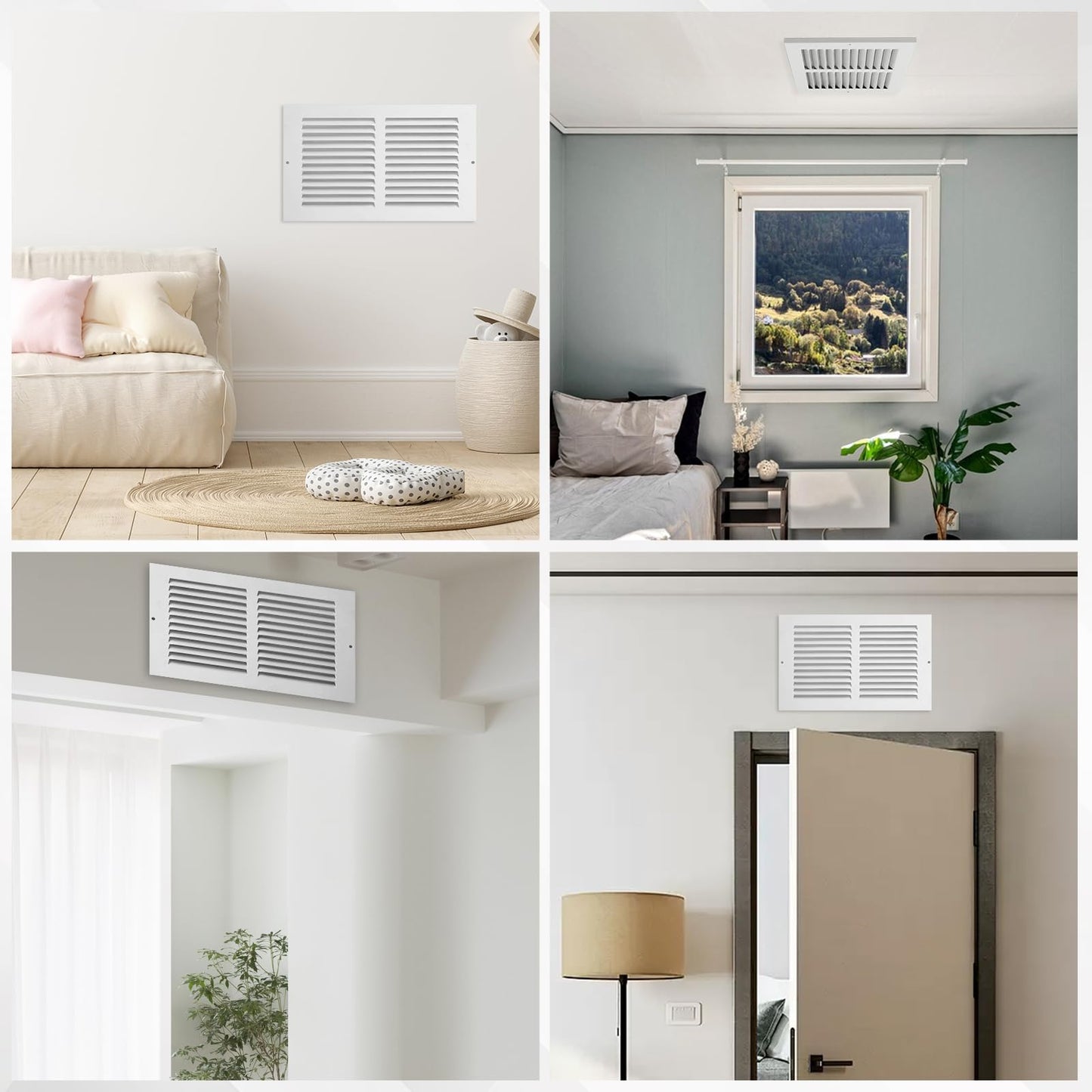 VOISEN Return Air Grille,Fits 10x6 Duct Opening,Steel Return Vent Cover, White Vent Cover Grill for Sidewall and Ceiling,HAVC Cold Air Return Vent Cover,Overall Size:11.8" W X 7.9" H