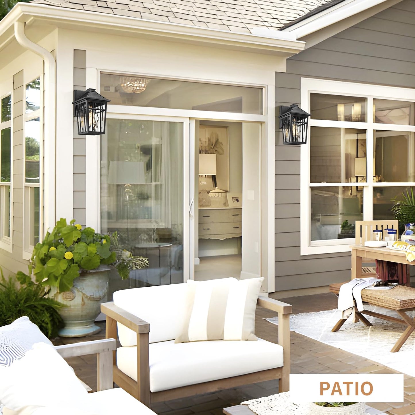 Darkaway Outdoor Wall Lights for House, 2pcs Exterior Lighting Fixtures Wall Mount Porch Lights Waterproof Outdoor Sconce Lights with Water Ripple Glass for Patio Hallway Garage