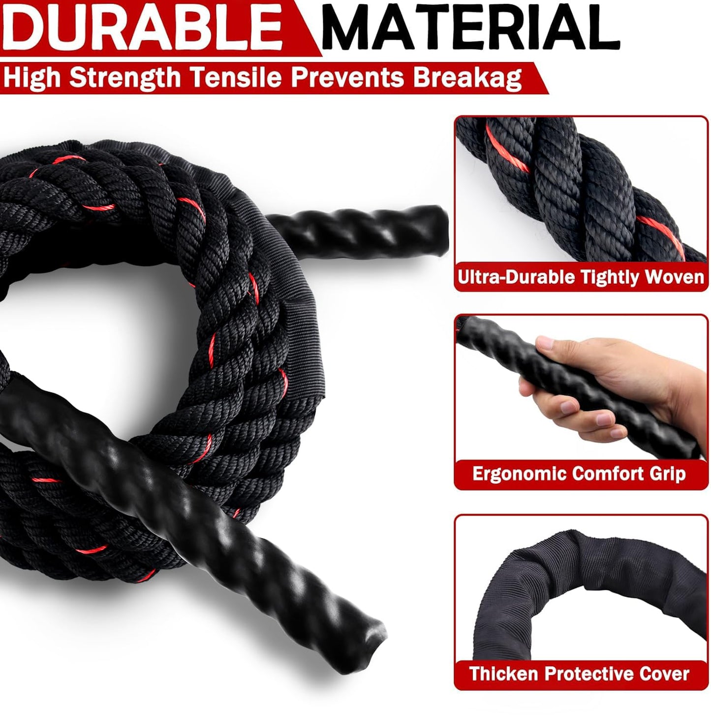 Weighted Jump Rope for Men Women, 1.5lb 2.8lb Heavy Jumping Ropes for Fitness, Adult Skipping Rope for Home Gym Exercise, Improve Strength and Building Muscle Workout Equipment (Black, 1.8LB)