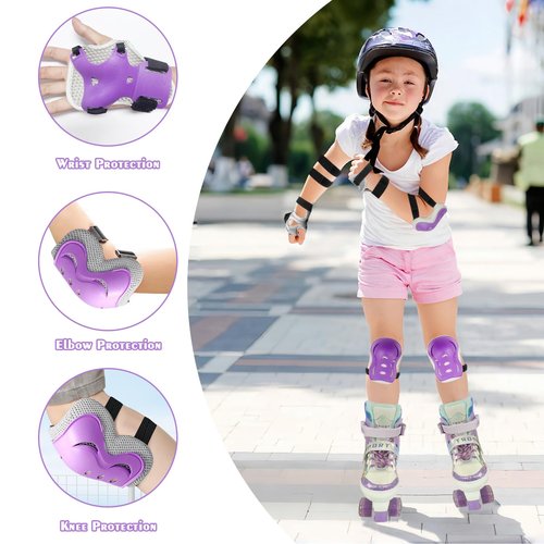 Adjustable Kids Roller Skates for Girls and Boys Ages 3-5 5-8 8-12, All 8 Wheels of Girl's Skates Shine, Safe and Fun Illuminating for Outdoor Indoor Sports with Protective Gear Set