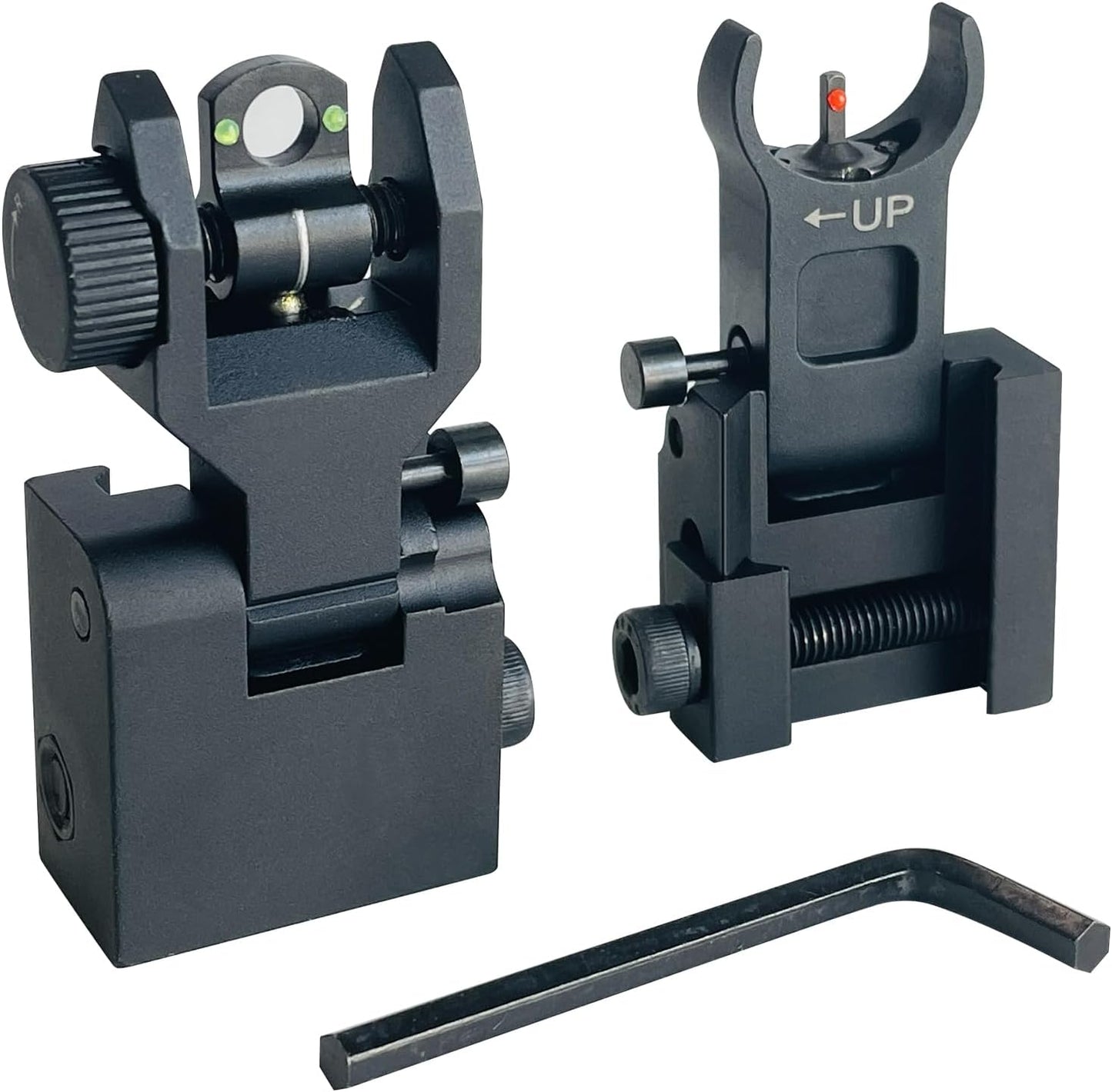 Skiennix Flip Up Front and Rear Sights - Fiber Optic Iron Backup Sights with Green & Red Dots