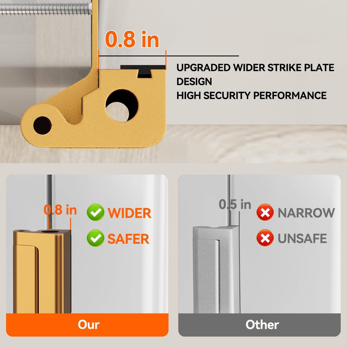 Tonitrui Ultra Security Door Lock, Door Reinforcement Lock for High Strength, Withstand 1200lbs to Prevent Unauthorized Entry (Gold of 1 Pack)