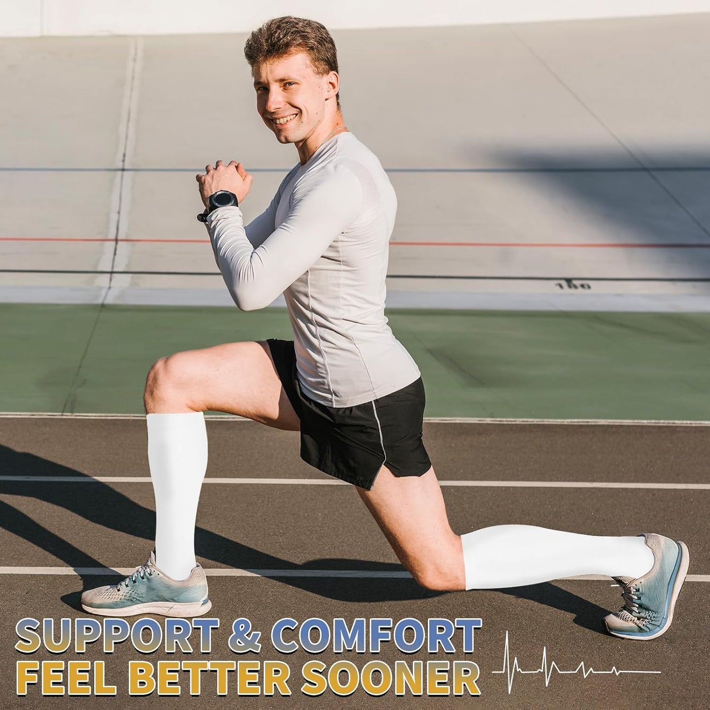 Sooverki Copper Compression Socks - 8 Pack Knee High 15-20mmHg for Optimal Athletic Support