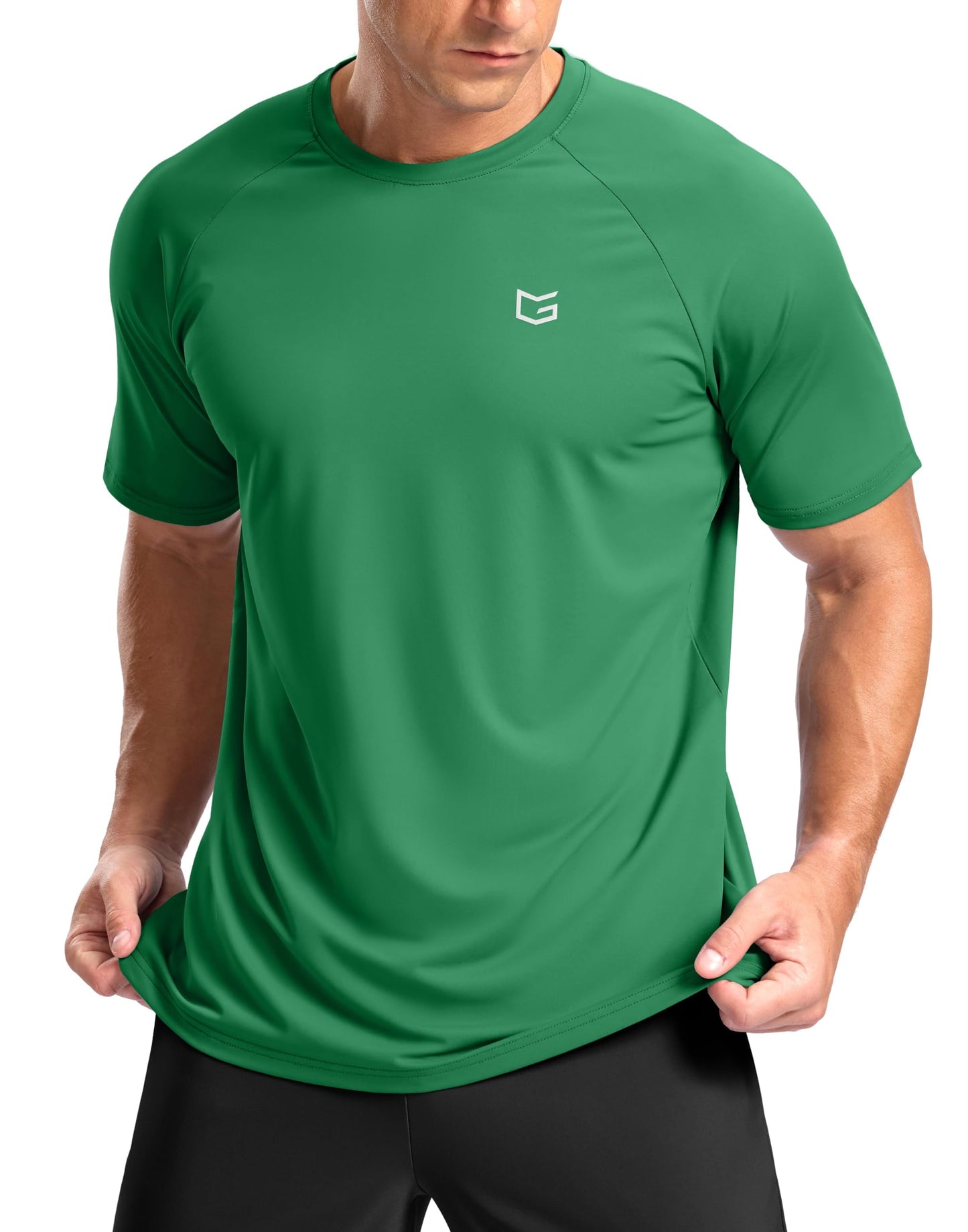 G Gradual Men's Athletic Workout T-Shirts Moisture Wicking Cooling Running Shirts Short Sleeve Performance Tee for Gym Tennis(Green,4XL)