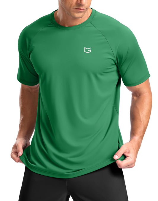G Gradual Men's Athletic Workout T-Shirts Moisture Wicking Cooling Running Shirts Short Sleeve Performance Tee for Gym Tennis(Green,4XL)