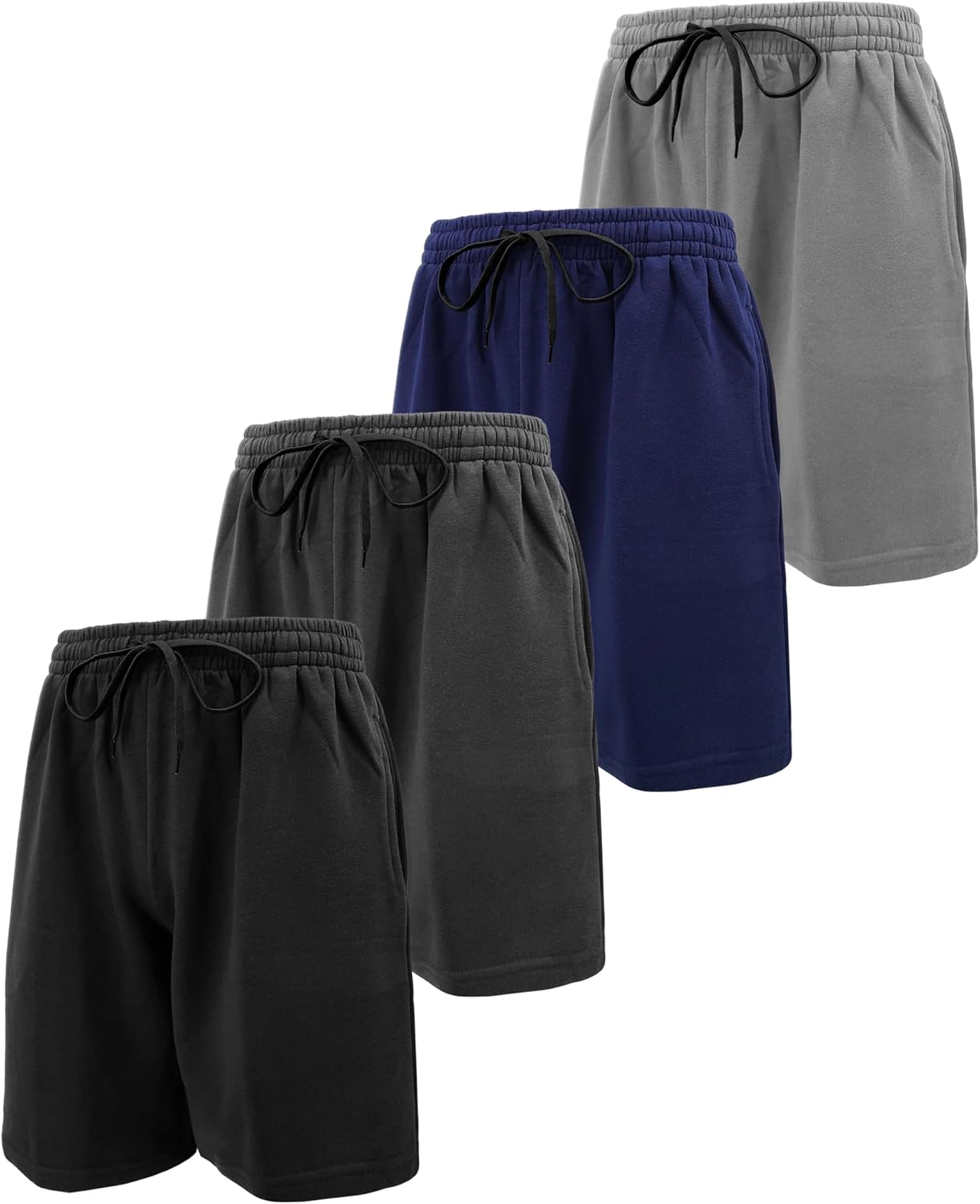 Andrew Scott Men's Cotton Knit Gym Shorts - Midweight Fleece Jogger Sweat Shorts with Drawstring & Pockets | Multi-Pack Options Available