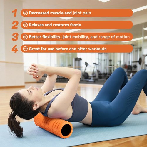 Foam Roller - Deep Tissue Massager for Muscle Recovery | 18" Trigger Point Roller in Orange